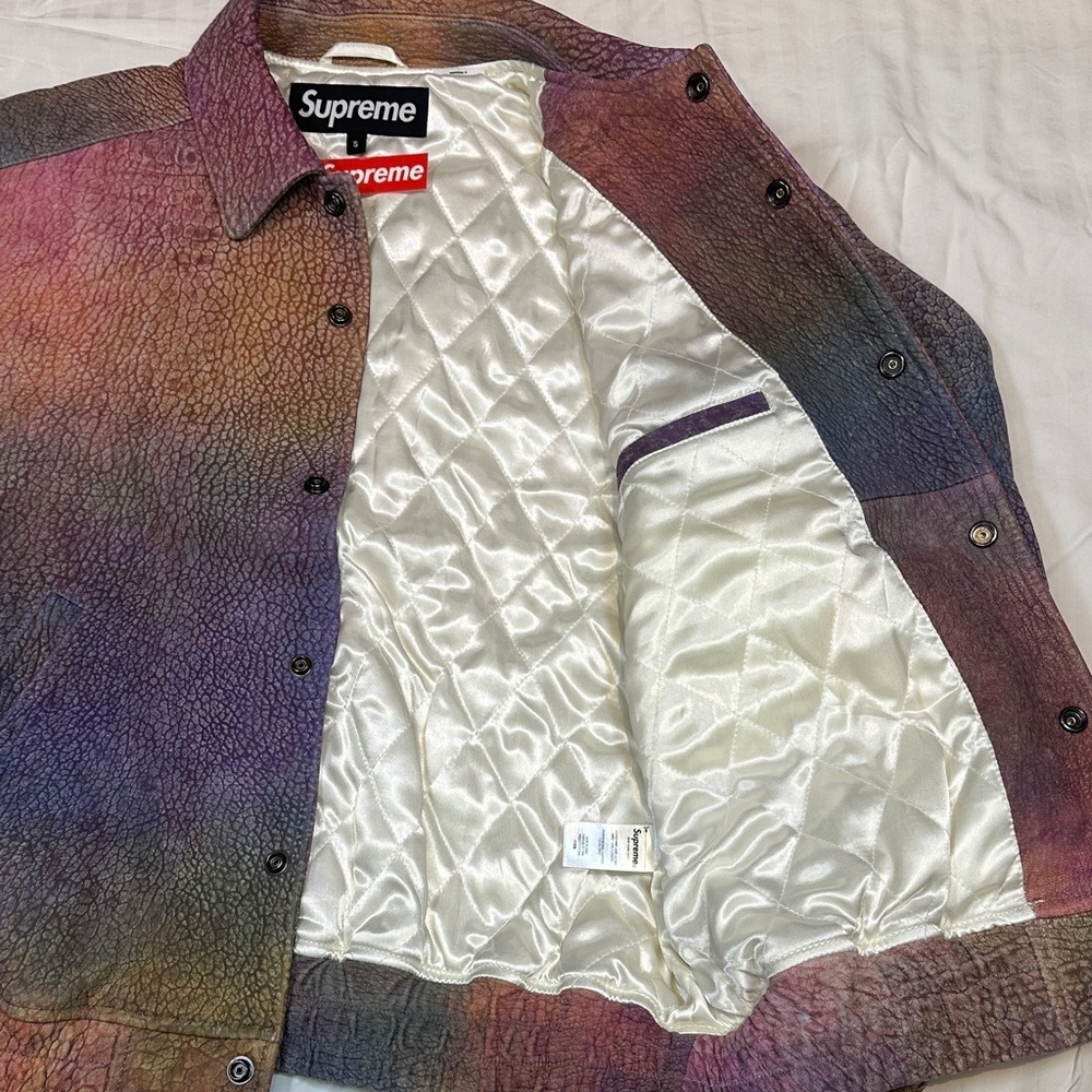 [UNISEX] SUPREME Multicolour Real Lamb Leather Varsity Jacket S | Deadstock - Picture 8 of 12